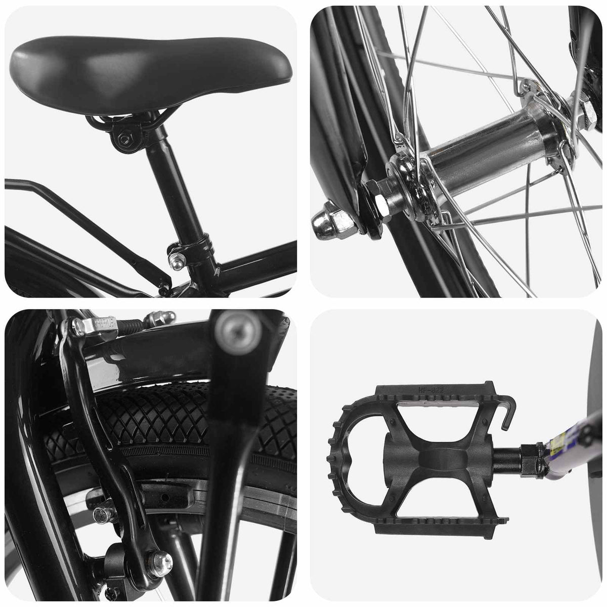 vidaXL Kids Bike 22 Inches for 7-12 Years Old Black 4