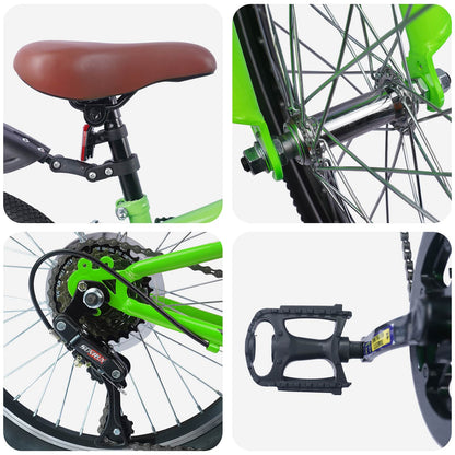 vidaXL Kids Bike 24 Inches 6-Speed for 8-12 Years Old Green 4