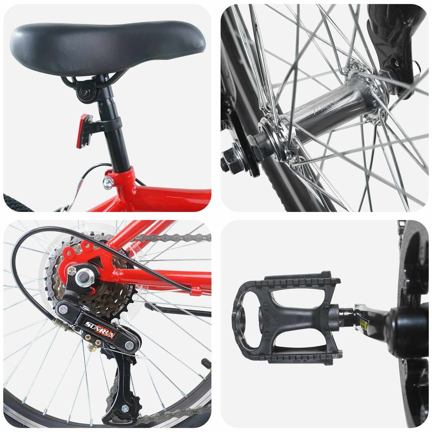 vidaXL Kids Bike 24 Inches 6-Speed for 8-12 Years Old Red 4