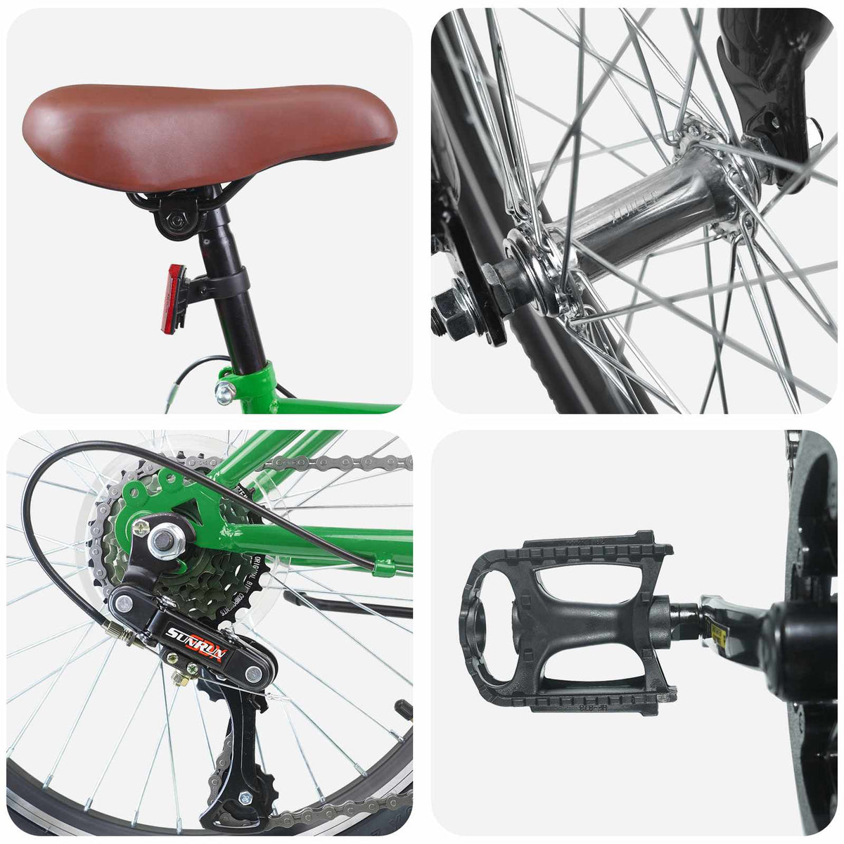 vidaXL Kids Bike 24 Inches 6-Speed for 8-12 Years Old Green 4