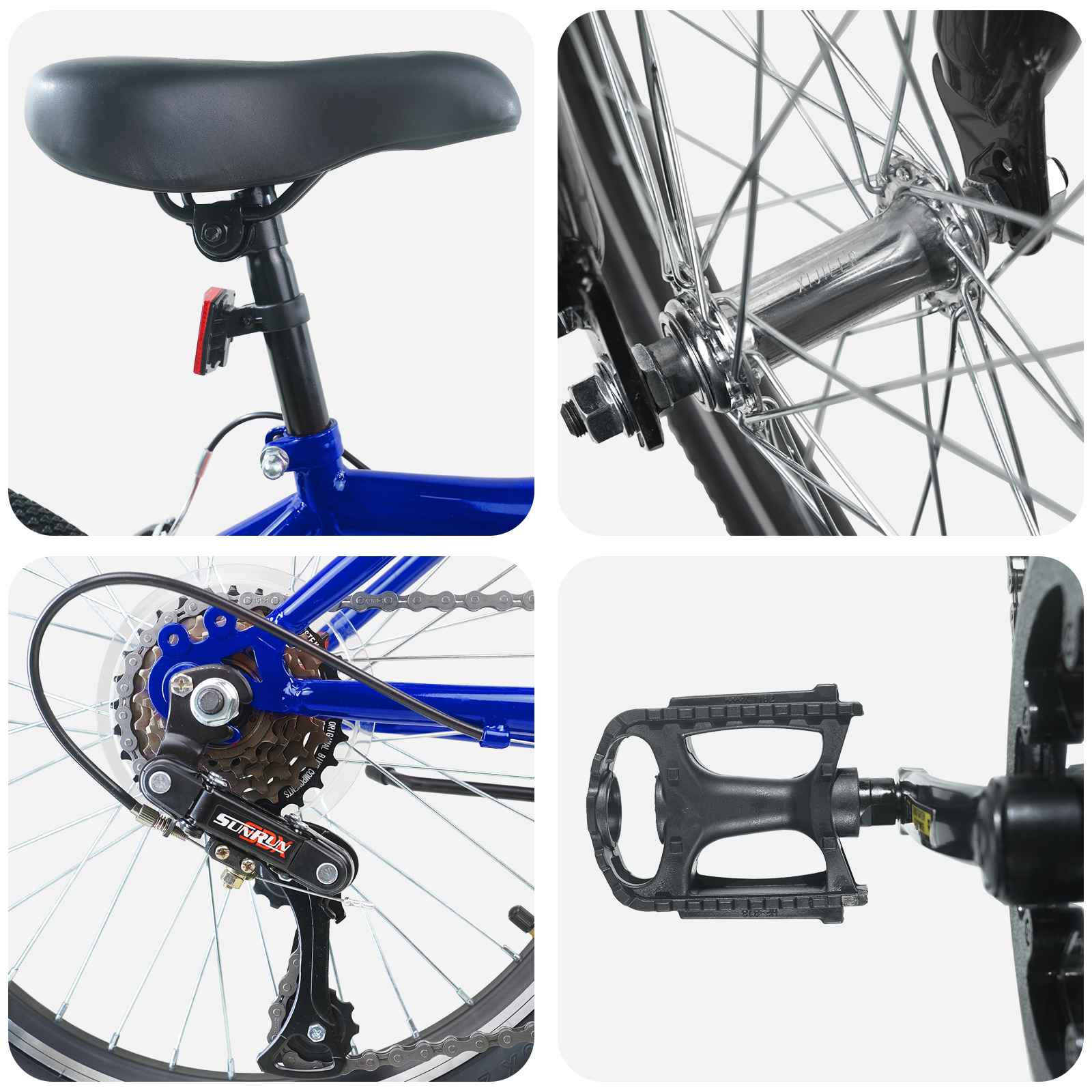 vidaXL Kids Bike 24 Inches 6-Speed for 8-12 Years Old Dark Blue 4