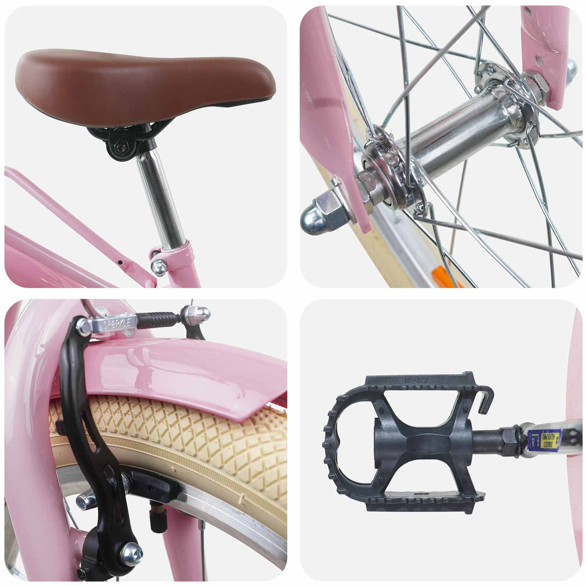 vidaXL Kids Bike 24 Inches for 8-12 Years Old Light Pink 4