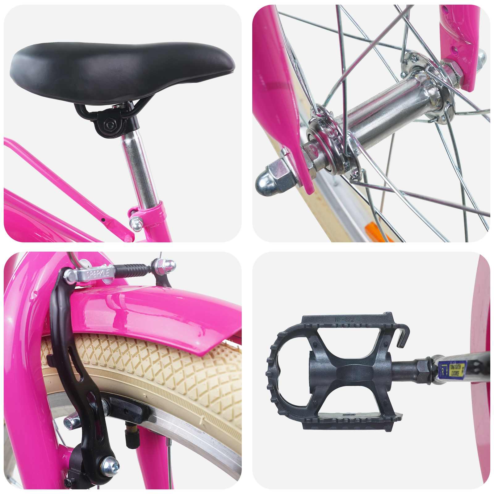 vidaXL Kids Bike 20 Inches for 6-11 Years Old Dark Pink 4