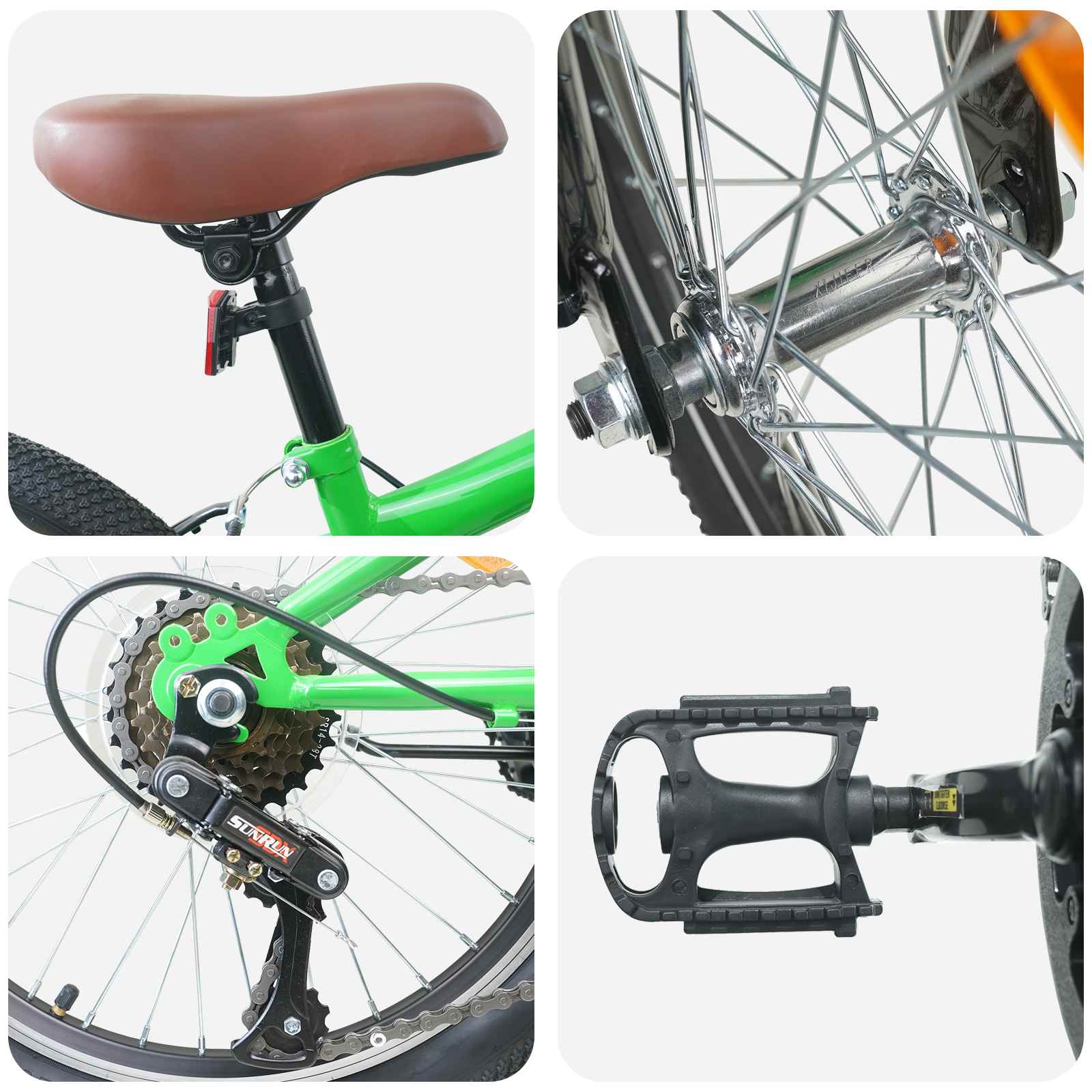 vidaXL Mountain Bike 24 Inches 6-Speed for 8-12 Years Old Green 4