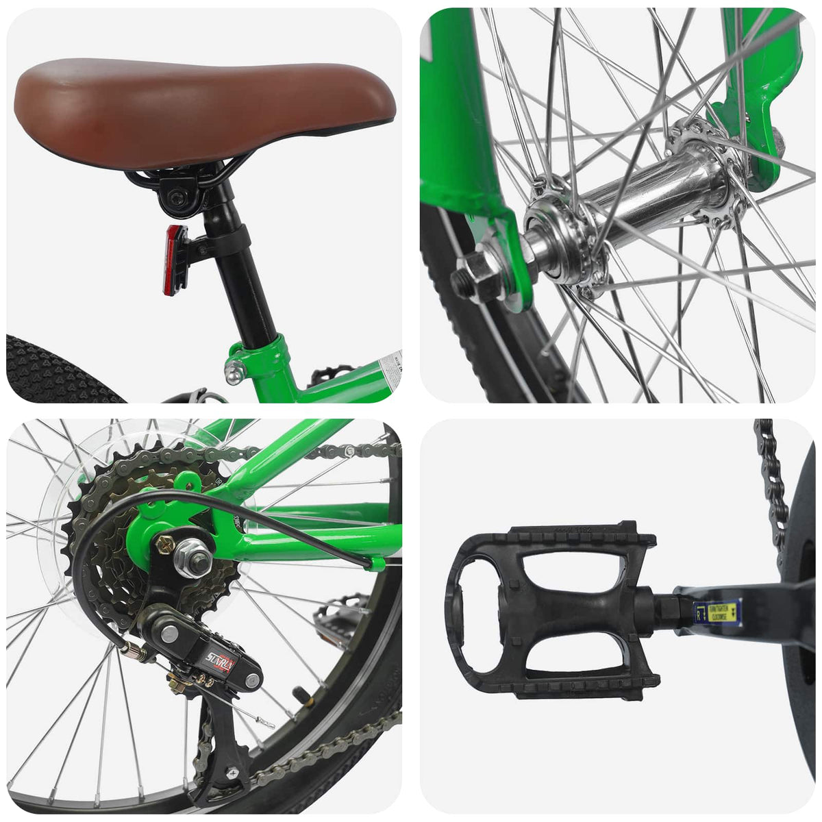 vidaXL Mountain Bike 24 Inches 6-Speed for 8-12 Years Old Green 4