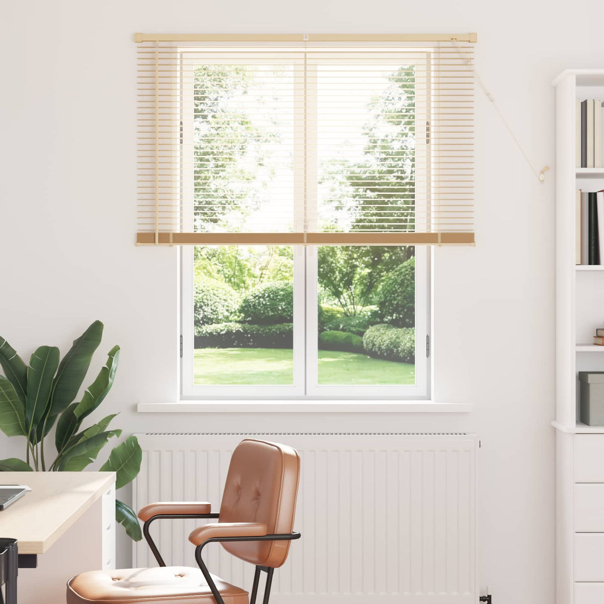 Venetian Blind with Pattern 25 mm PVC Drop 150 cm Light Brown 120 cm