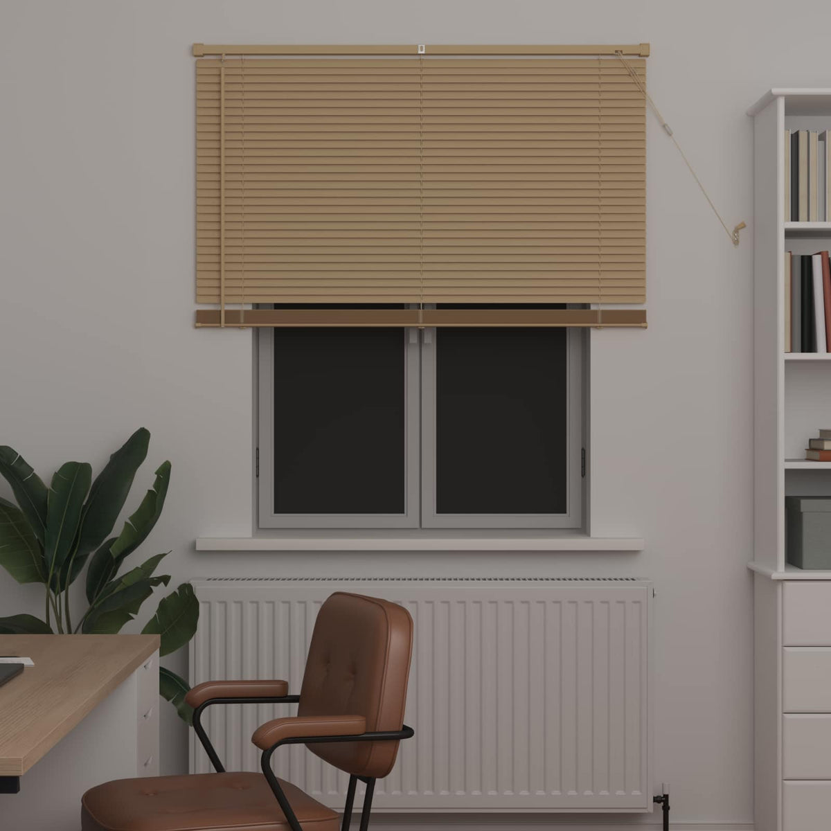 Venetian Blind with Pattern 25 mm PVC Drop 150 cm Light Brown 120 cm
