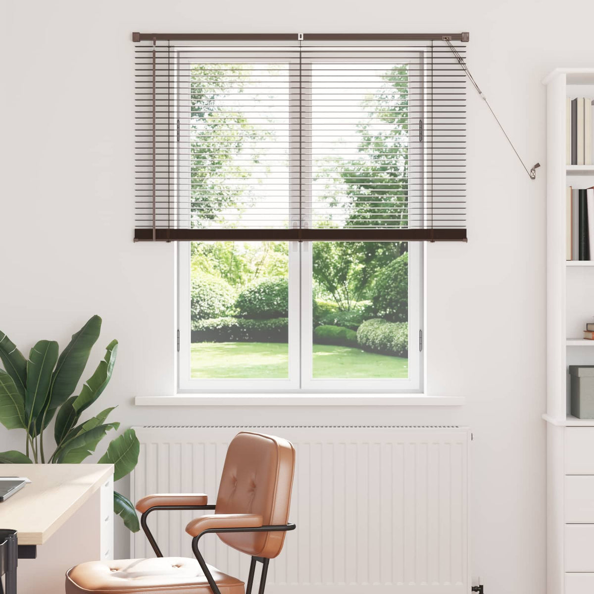 Venetian Blind 25 mm PVC Drop 150 cm Dark Brown 120 cm