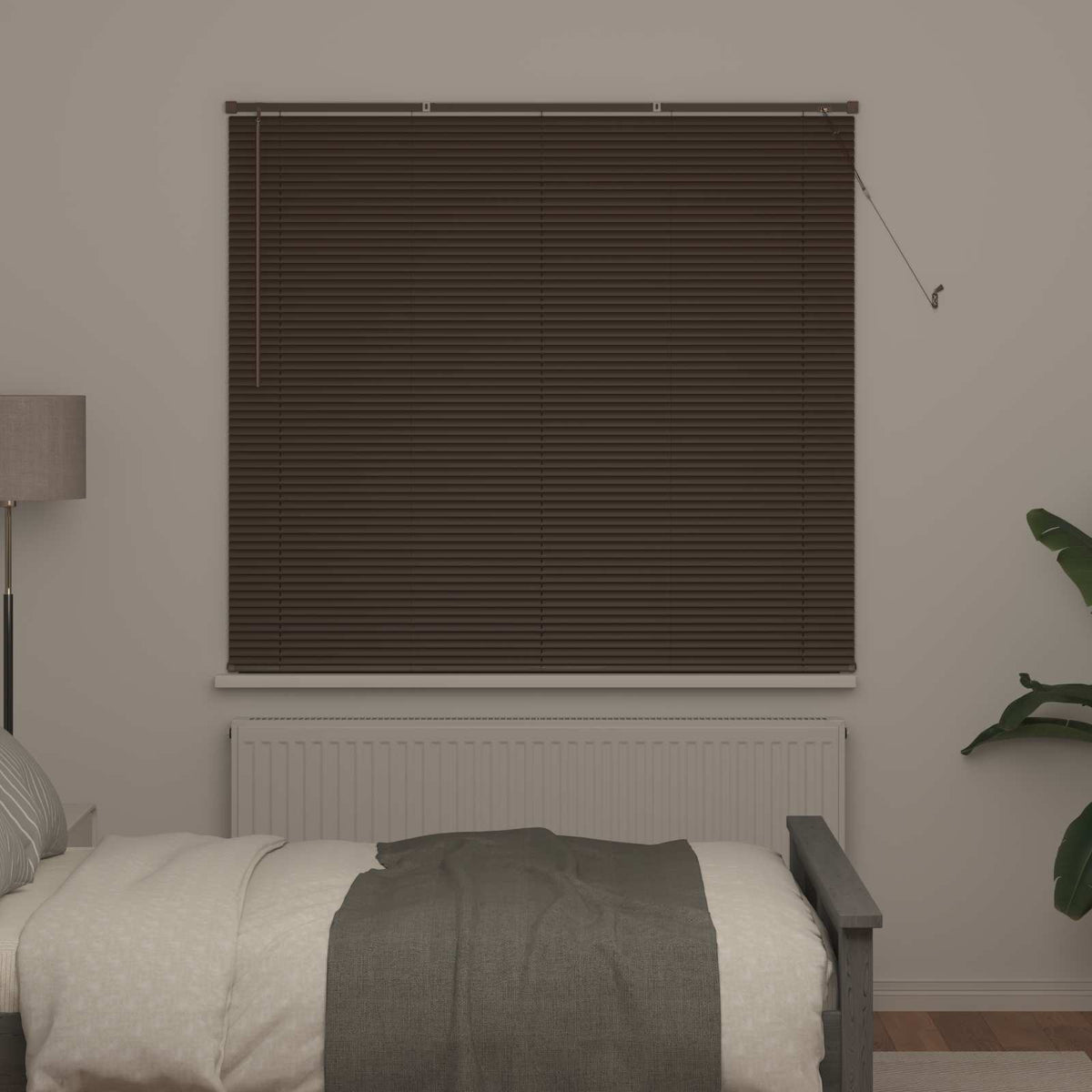 Venetian Blind 25 mm PVC Drop 150 cm Dark Brown 140 cm
