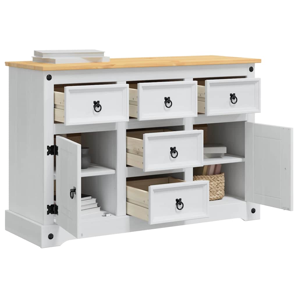 vidaXL Storage Chests CORONA White 112 x 40 x 75 cm Solid Pine Wood 3