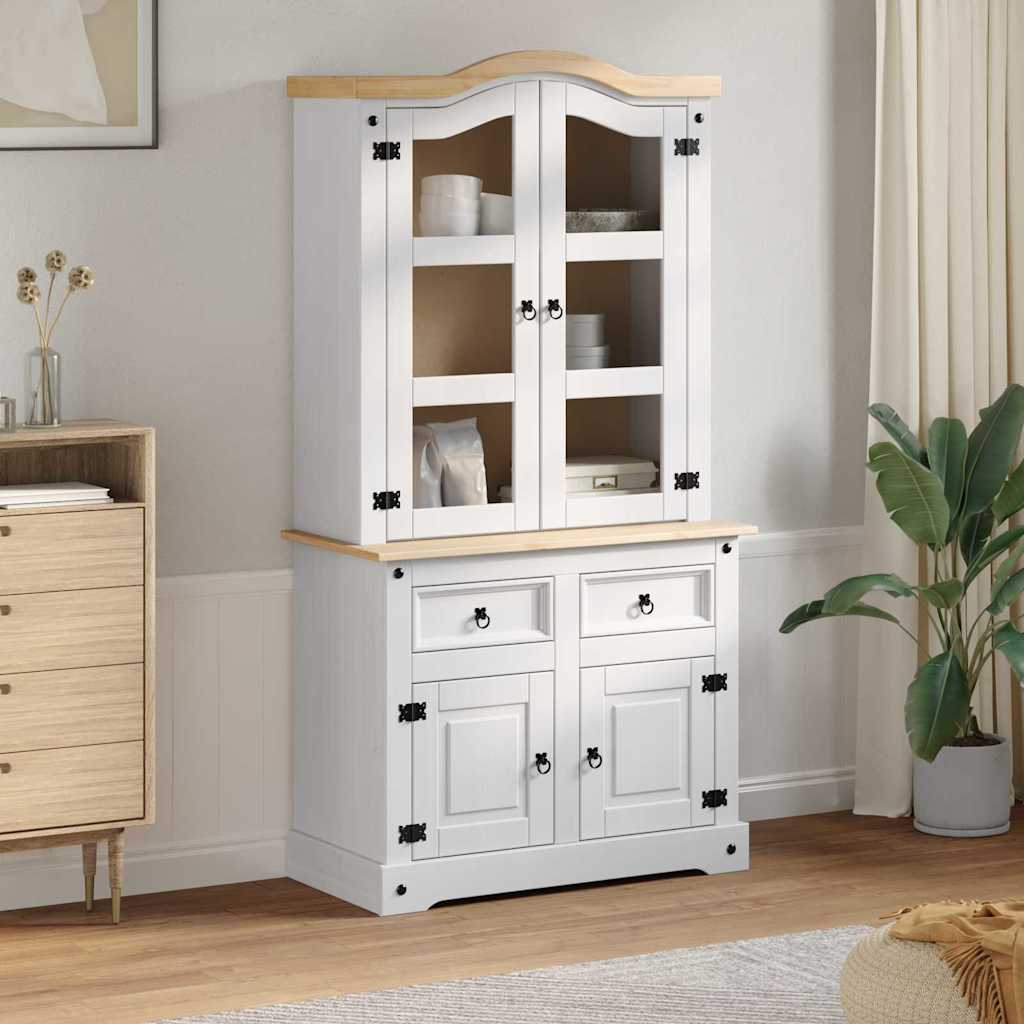 vidaXL Sideboard CORONA White 100 x 48.5 x 179 cm Solid Pine Wood 1