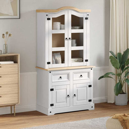 vidaXL Sideboard CORONA White 100 x 48.5 x 179 cm Solid Pine Wood 1