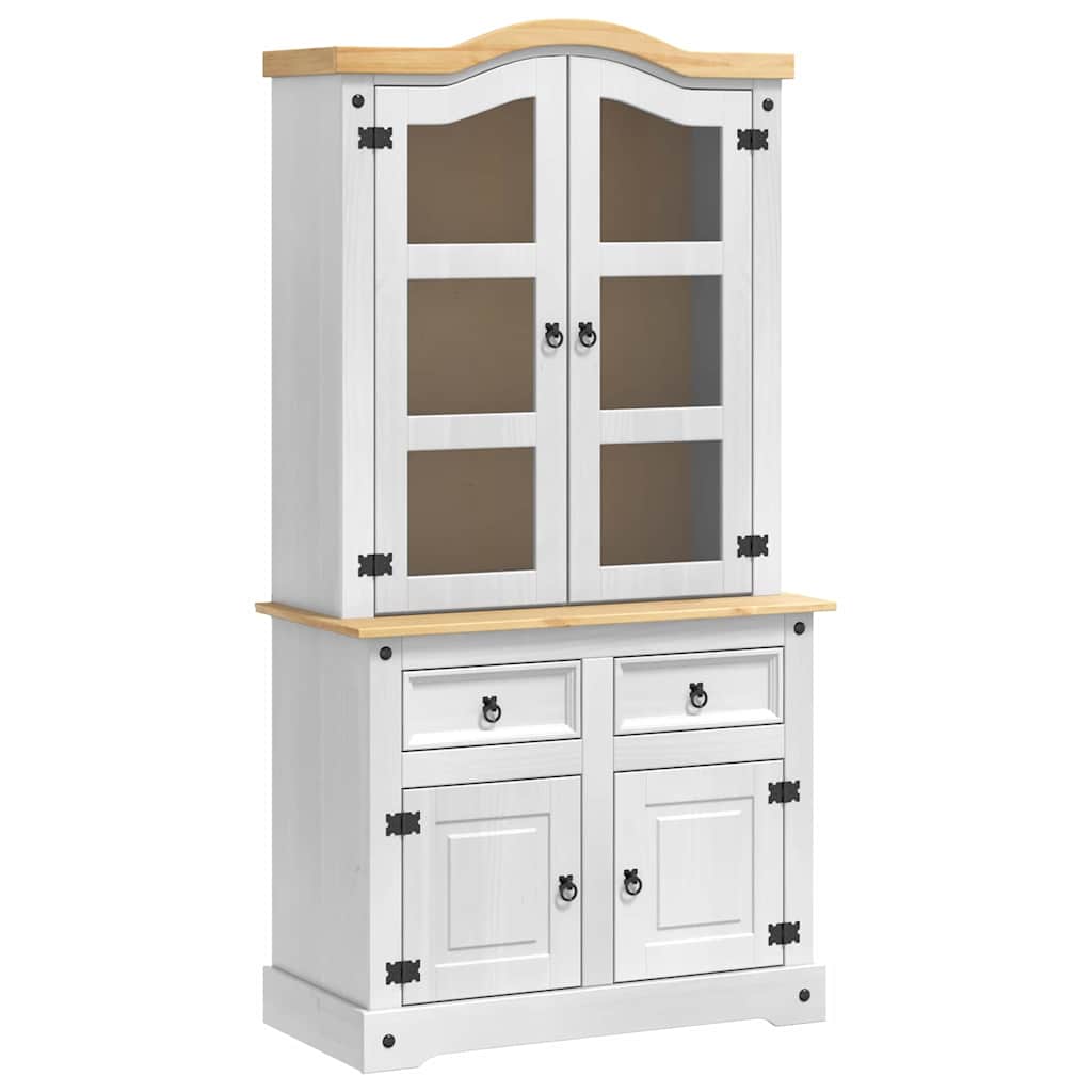 vidaXL Sideboard CORONA White 100 x 48.5 x 179 cm Solid Pine Wood 2