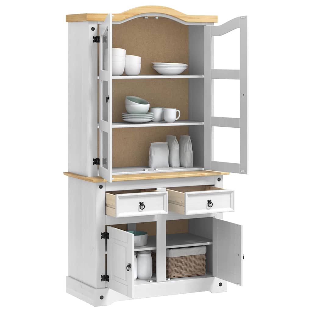 vidaXL Sideboard CORONA White 100 x 48.5 x 179 cm Solid Pine Wood 3