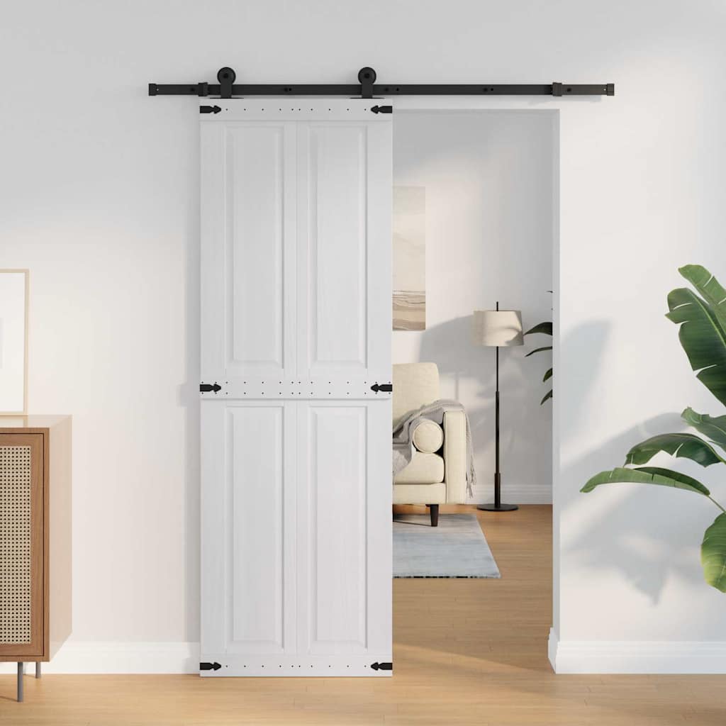 vidaXL Barn Door CORONA 70 x 210 cm Solid Pine Wood White 1