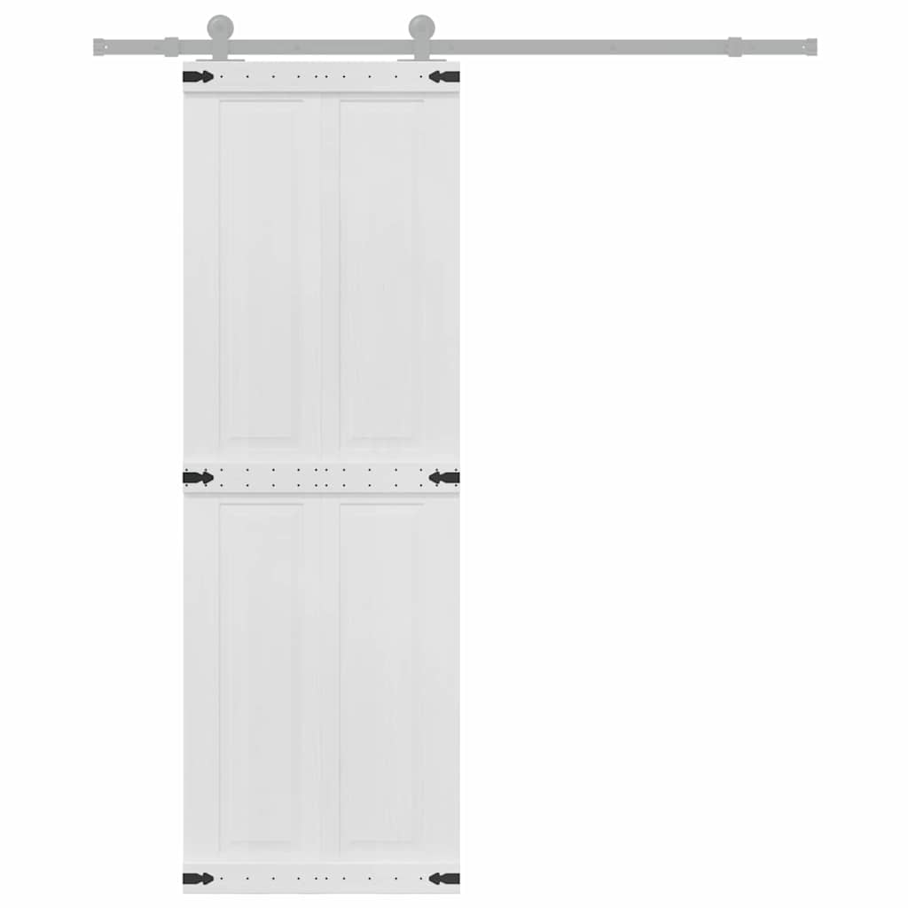 vidaXL Barn Door CORONA 70 x 210 cm Solid Pine Wood White 3