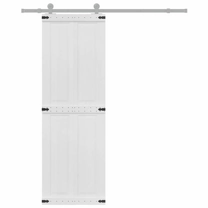 vidaXL Barn Door CORONA 70 x 210 cm Solid Pine Wood White 3