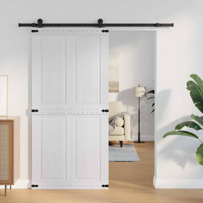 vidaXL Barn Door CORONA 100 x 210 cm Solid Pine Wood White 1