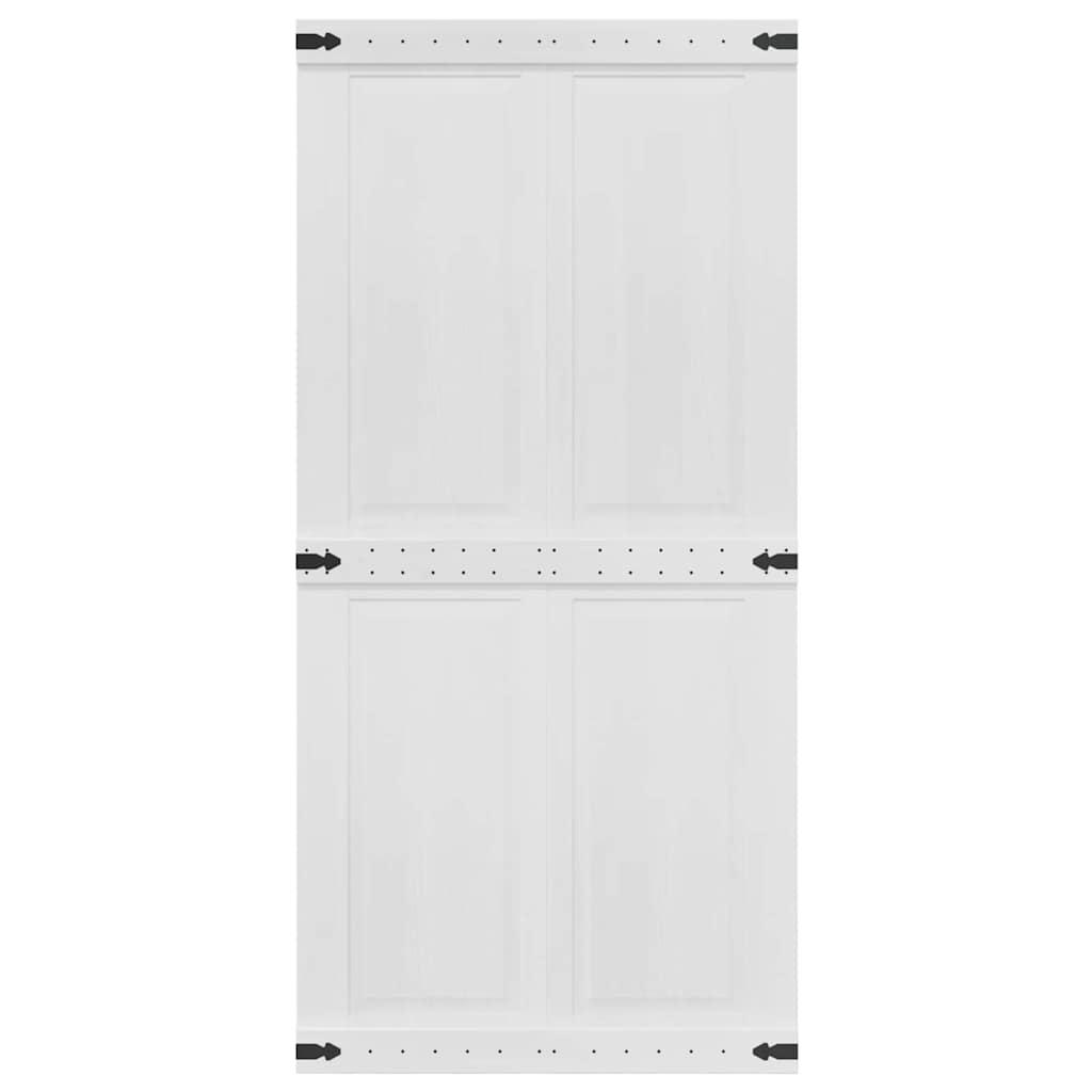 vidaXL Barn Door CORONA 100 x 210 cm Solid Pine Wood White 4