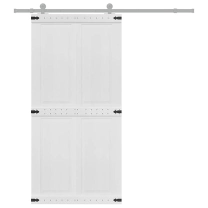 vidaXL Barn Door CORONA 100 x 210 cm Solid Pine Wood White 3