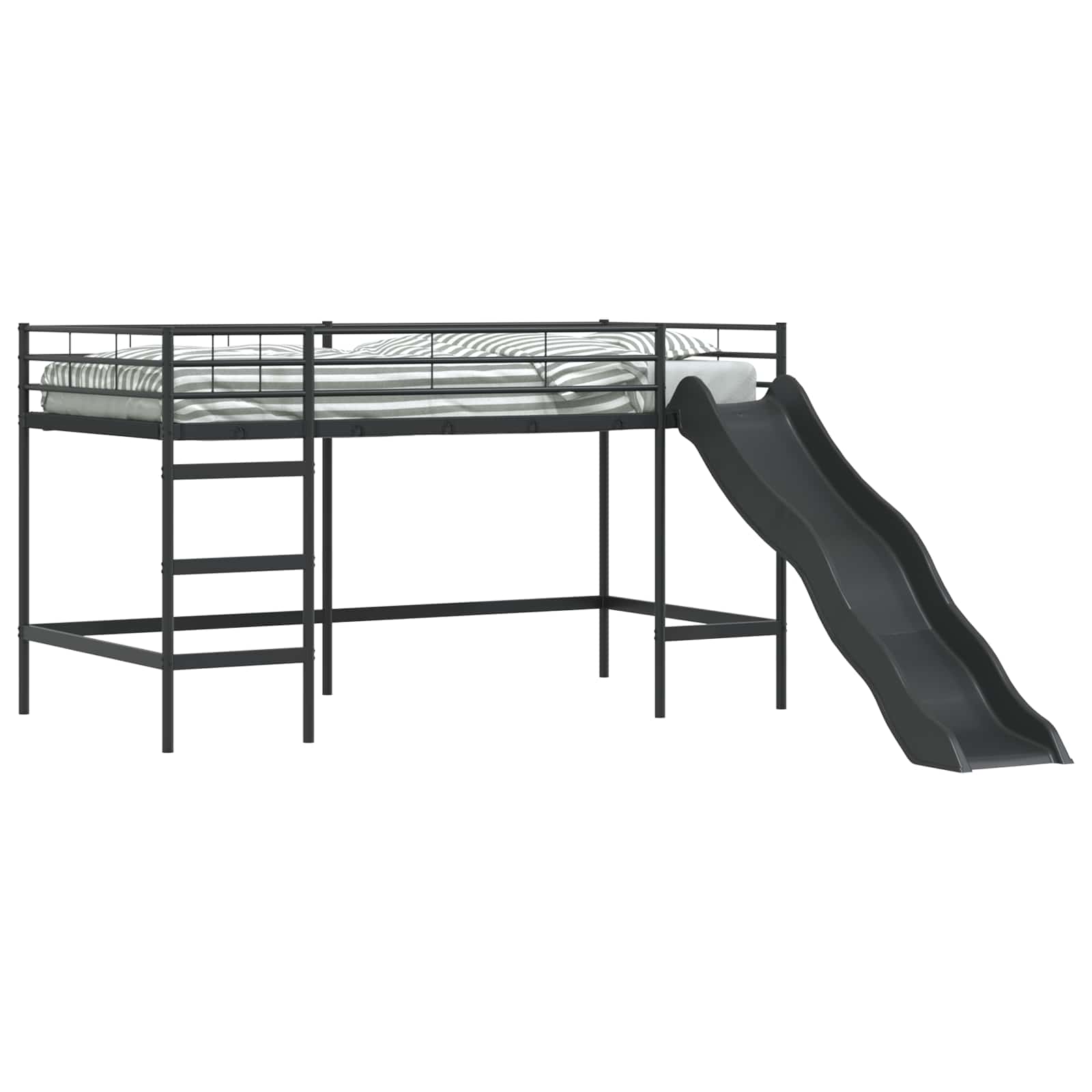 vidaXL Kids'Loft Bed Frame with Slide Plain Black and Anthracite 2