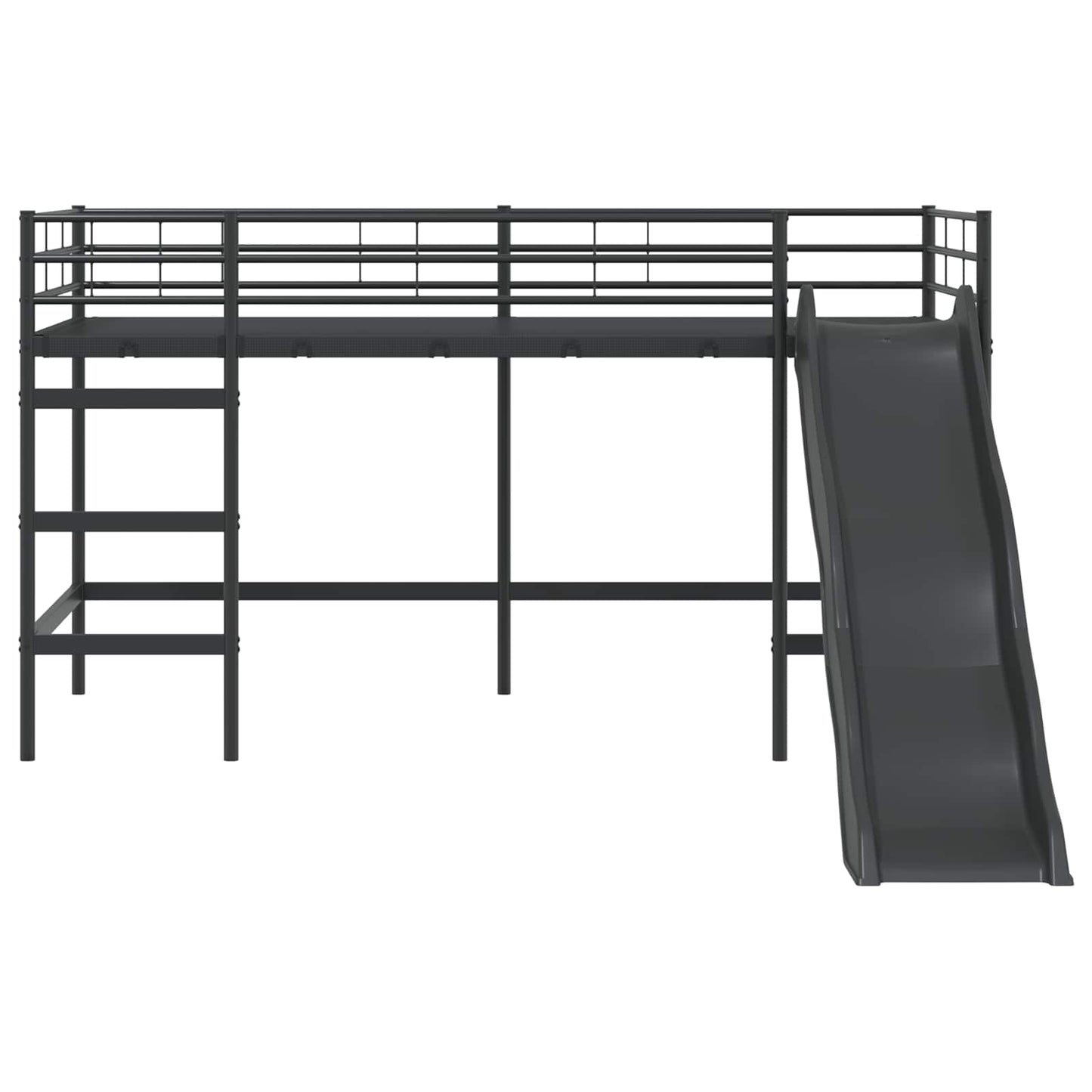 vidaXL Kids'Loft Bed Frame with Slide Plain Black and Anthracite 5