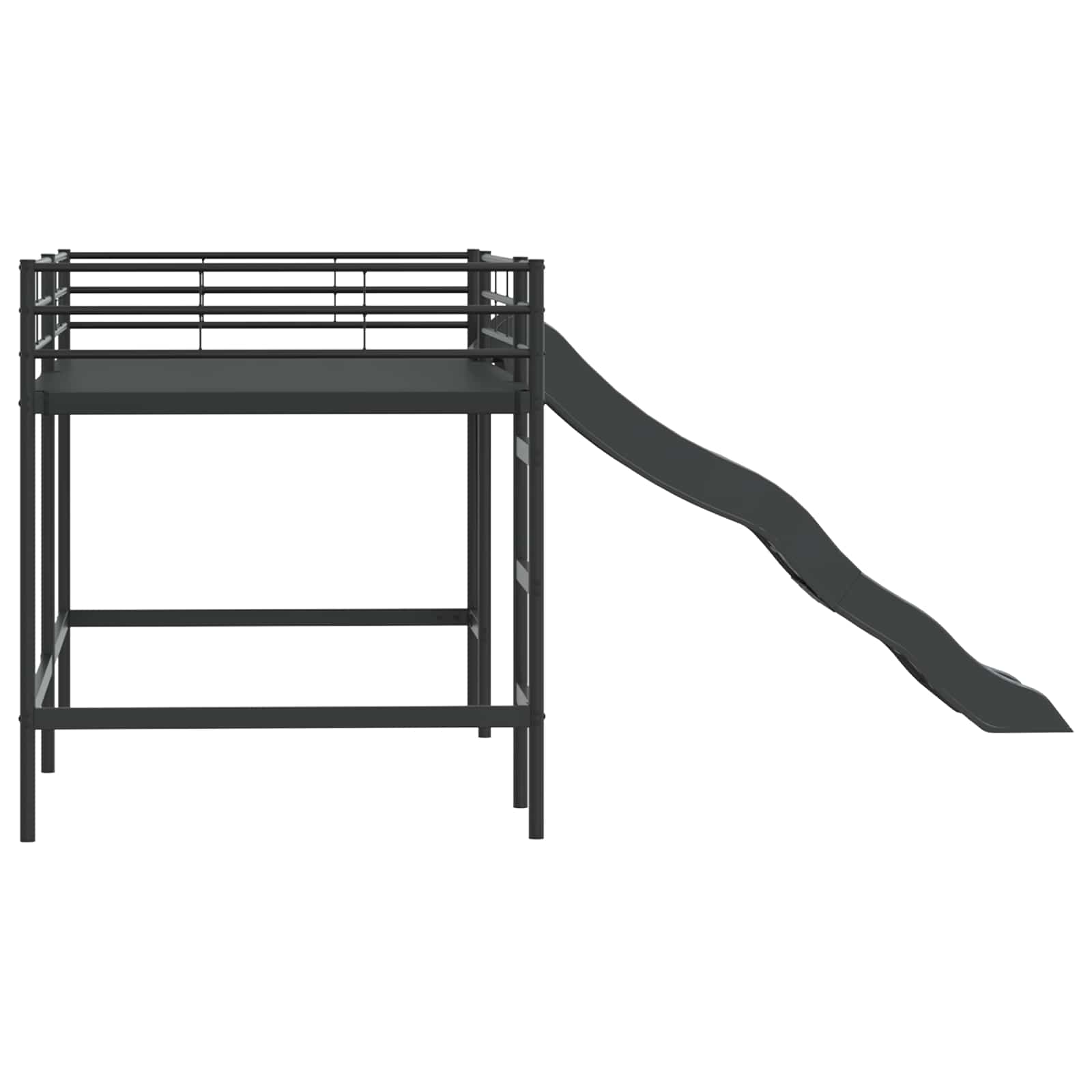 vidaXL Kids'Loft Bed Frame with Slide Plain Black and Anthracite 6