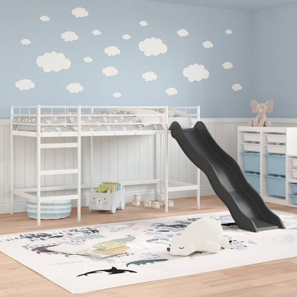 vidaXL Kids'Loft Bed Frame with Slide White and Anthracite 3