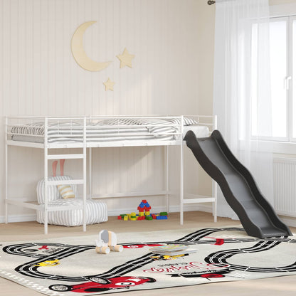 vidaXL Kids'Loft Bed Frame with Slide Plain White and Anthracite 1