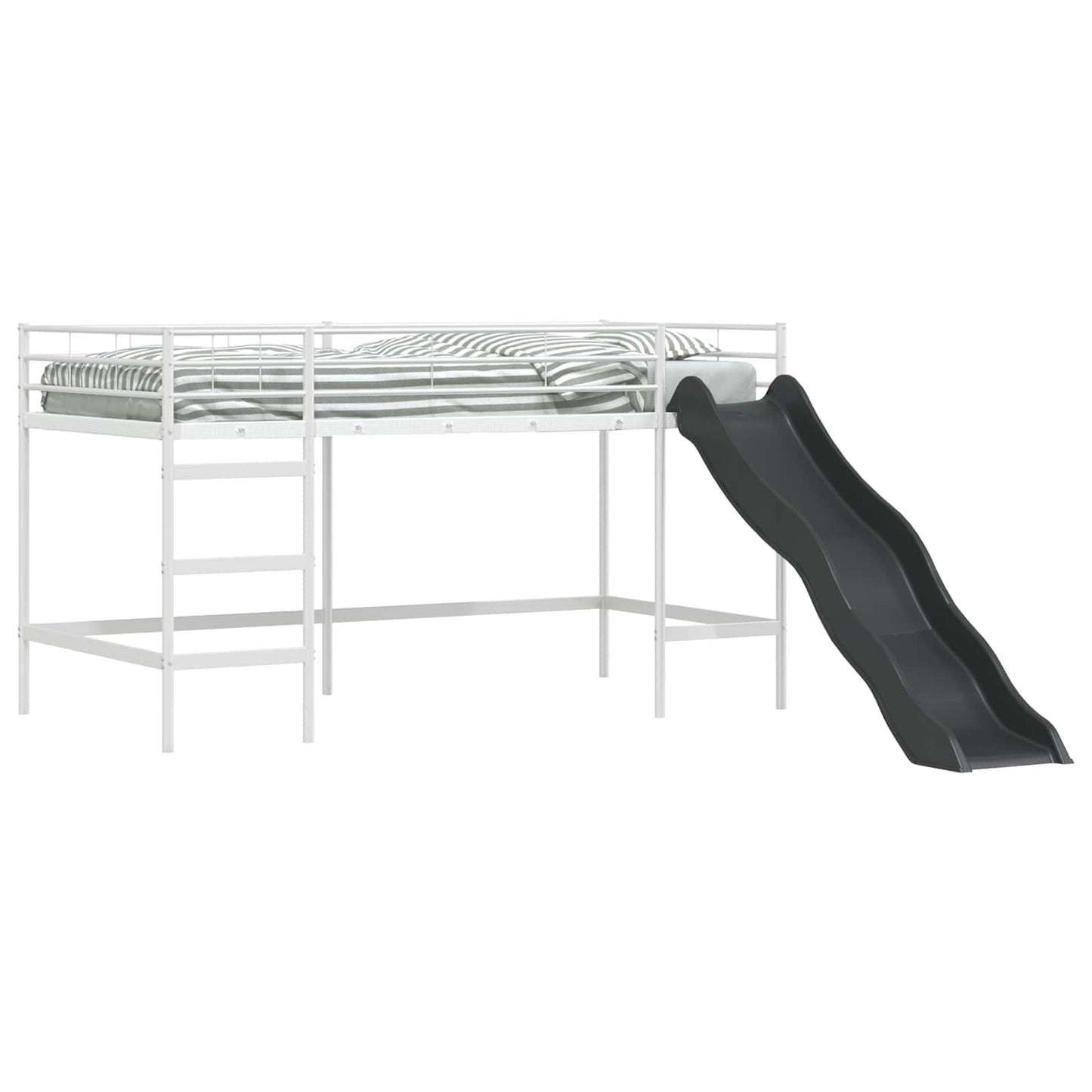 vidaXL Kids'Loft Bed Frame with Slide Plain White and Anthracite 2