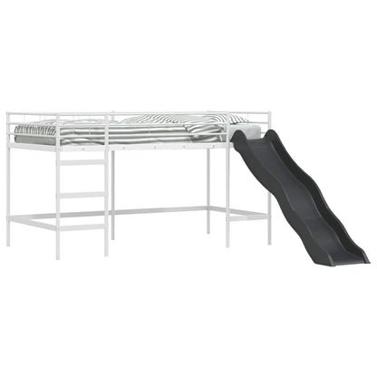 vidaXL Kids'Loft Bed Frame with Slide Plain White and Anthracite 2