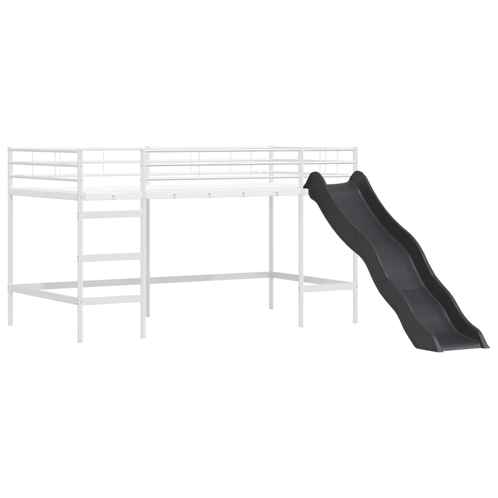 vidaXL Kids'Loft Bed Frame with Slide Plain White and Anthracite 4