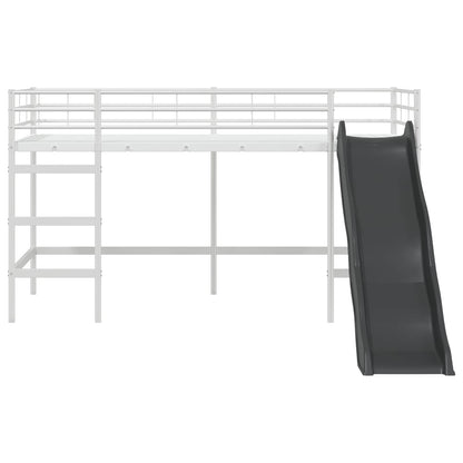 vidaXL Kids'Loft Bed Frame with Slide Plain White and Anthracite 5