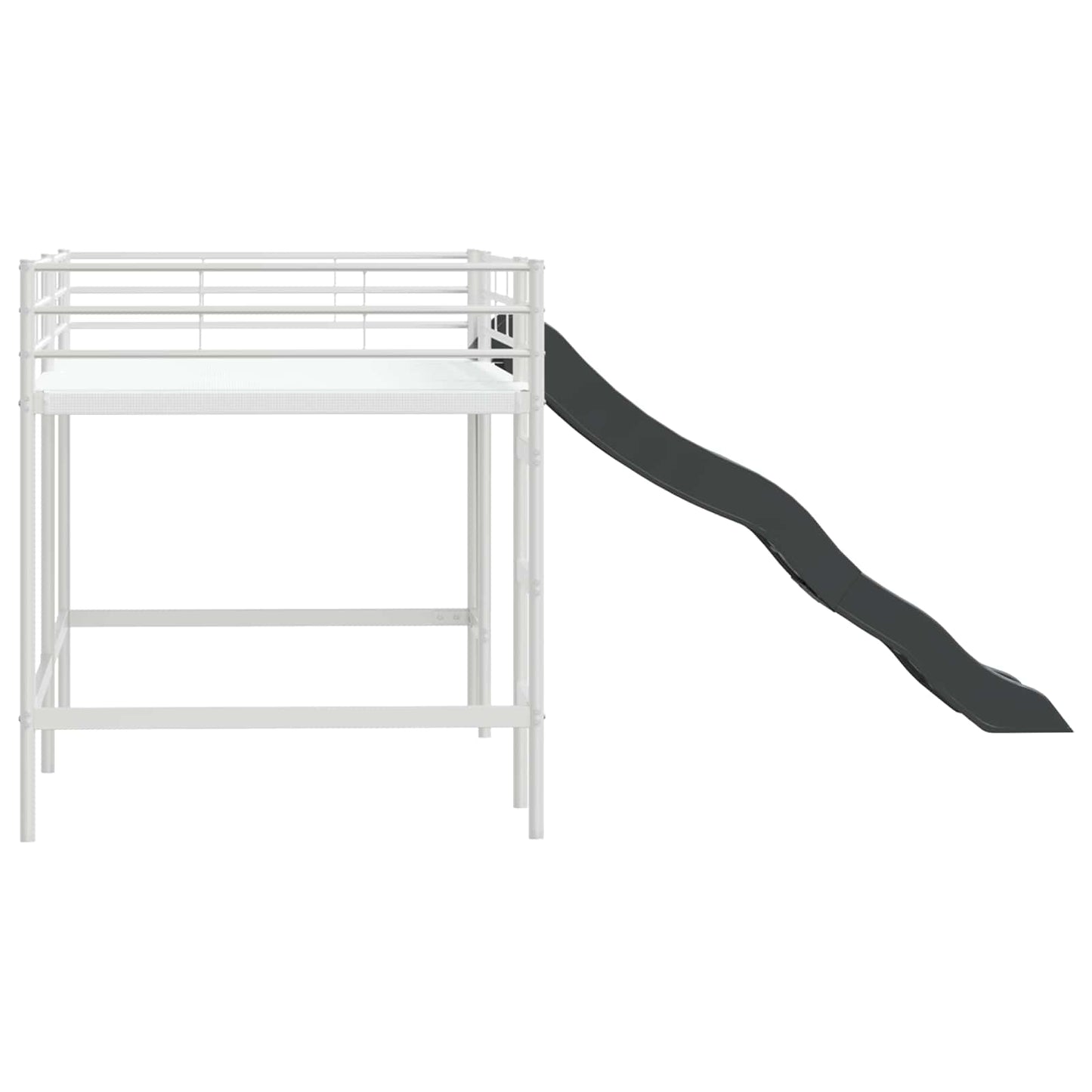 vidaXL Kids'Loft Bed Frame with Slide Plain White and Anthracite 6