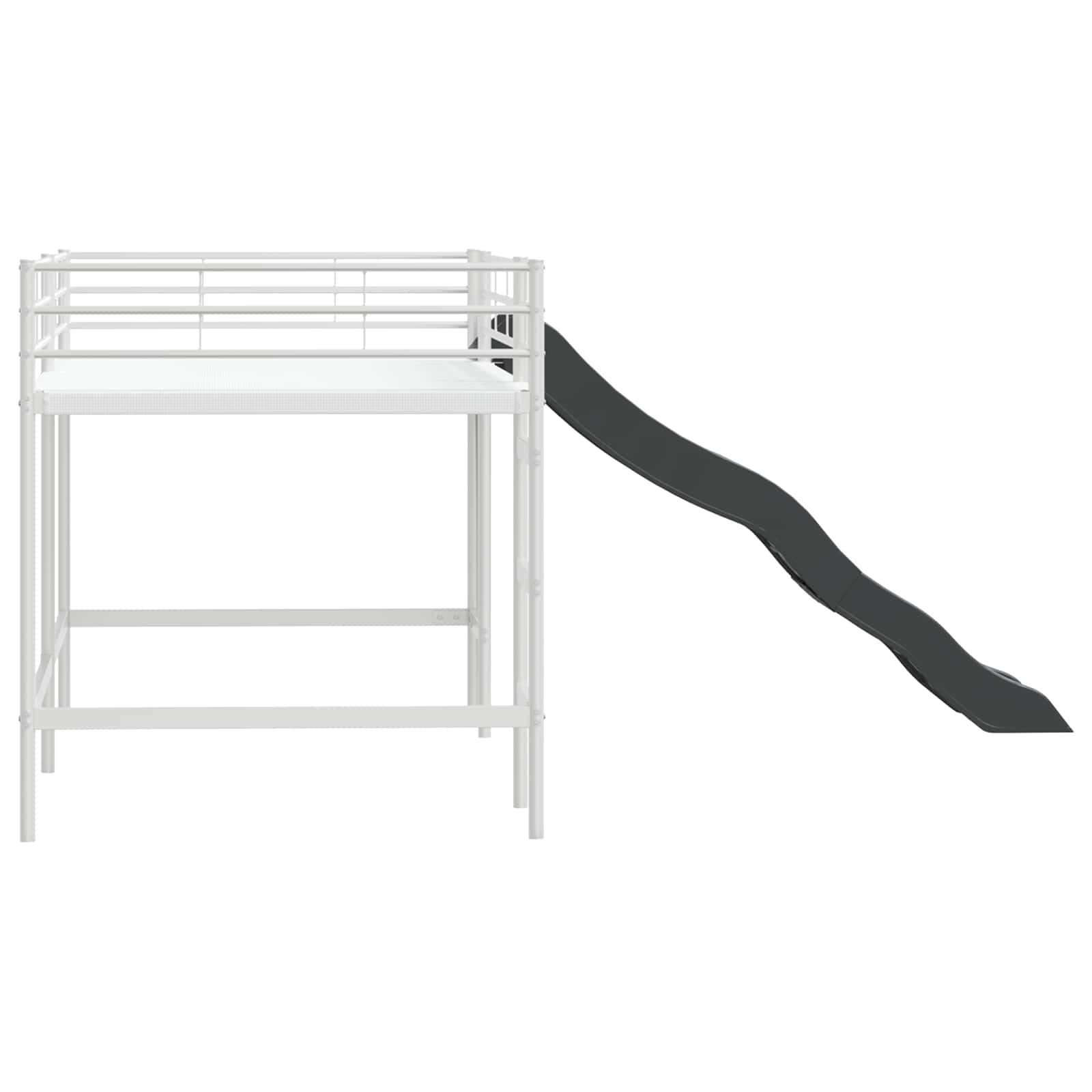 vidaXL Kids'Loft Bed Frame with Slide Plain White and Anthracite 6