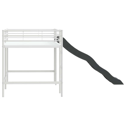 vidaXL Kids'Loft Bed Frame with Slide Plain White and Anthracite 6