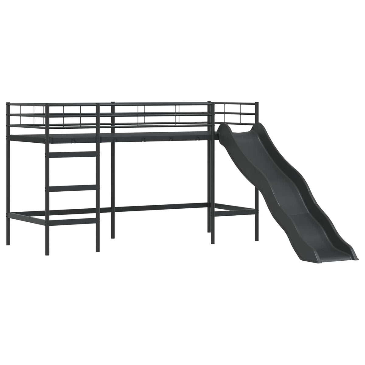 vidaXL Kids'Bunk Bed Frame with Curtains Black 100 x 190 cm Metal 5