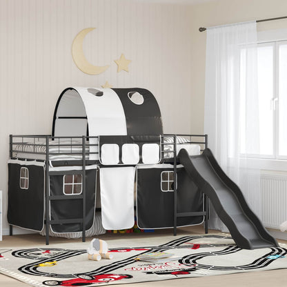 vidaXL Kids'Bunk Bed Frame with Curtains Black 100 x 200 cm Metal 1