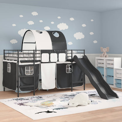 vidaXL Kids'Bunk Bed Frame with Curtains Black 100 x 200 cm Metal 3