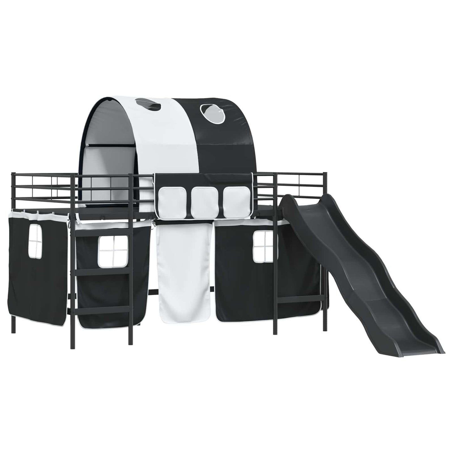 vidaXL Kids'Bunk Bed Frame with Curtains Black 100 x 200 cm Metal 4