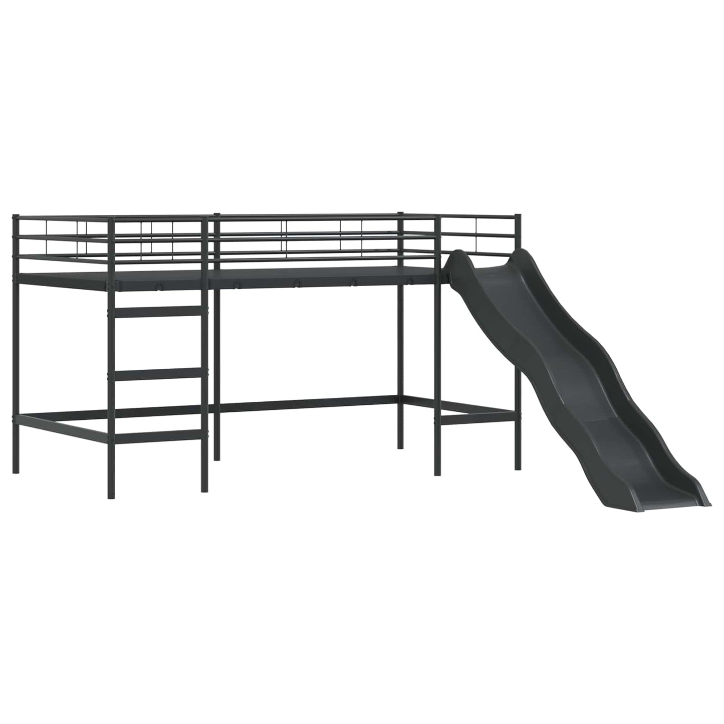 vidaXL Kids'Bunk Bed Frame with Curtains Black 107 x 203 cm Metal 5