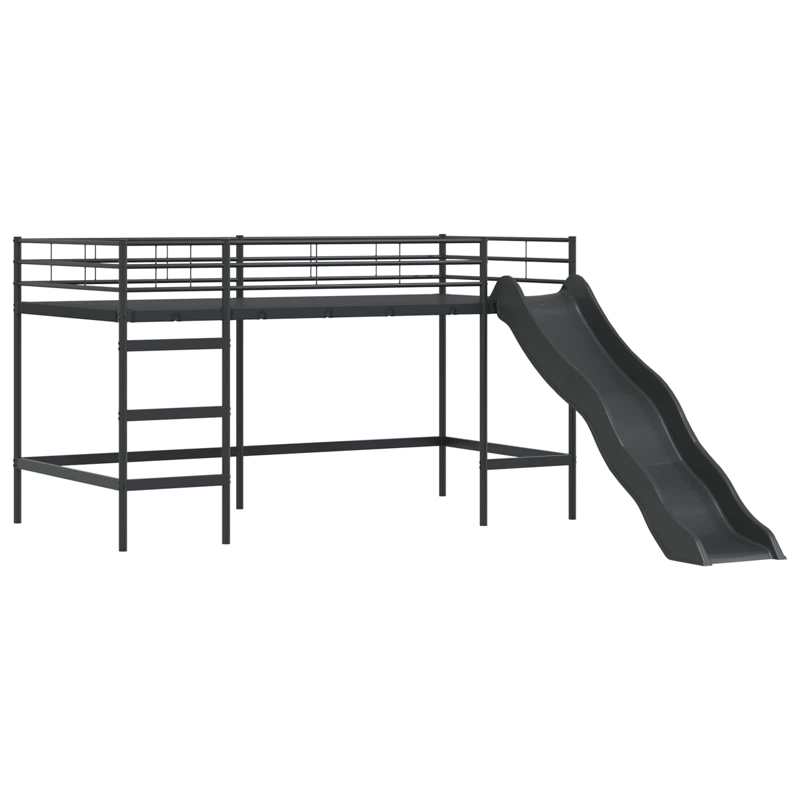 vidaXL Kids'Bunk Bed Frame with Curtains Black 107 x 203 cm Metal 5