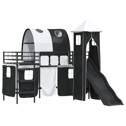 vidaXL Kids'Bunk Bed Frame Plain Black 75 x 190 cm Metal 4