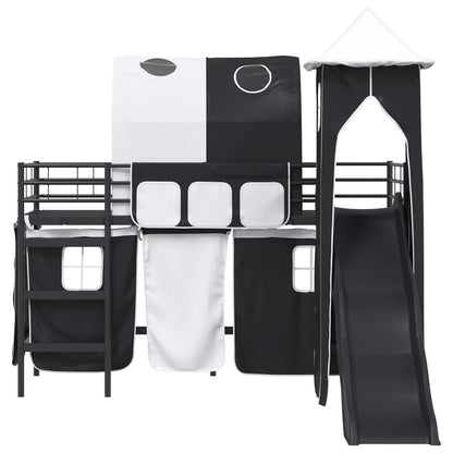 vidaXL Kids'Bunk Bed Frame Plain Black 75 x 190 cm Metal 6