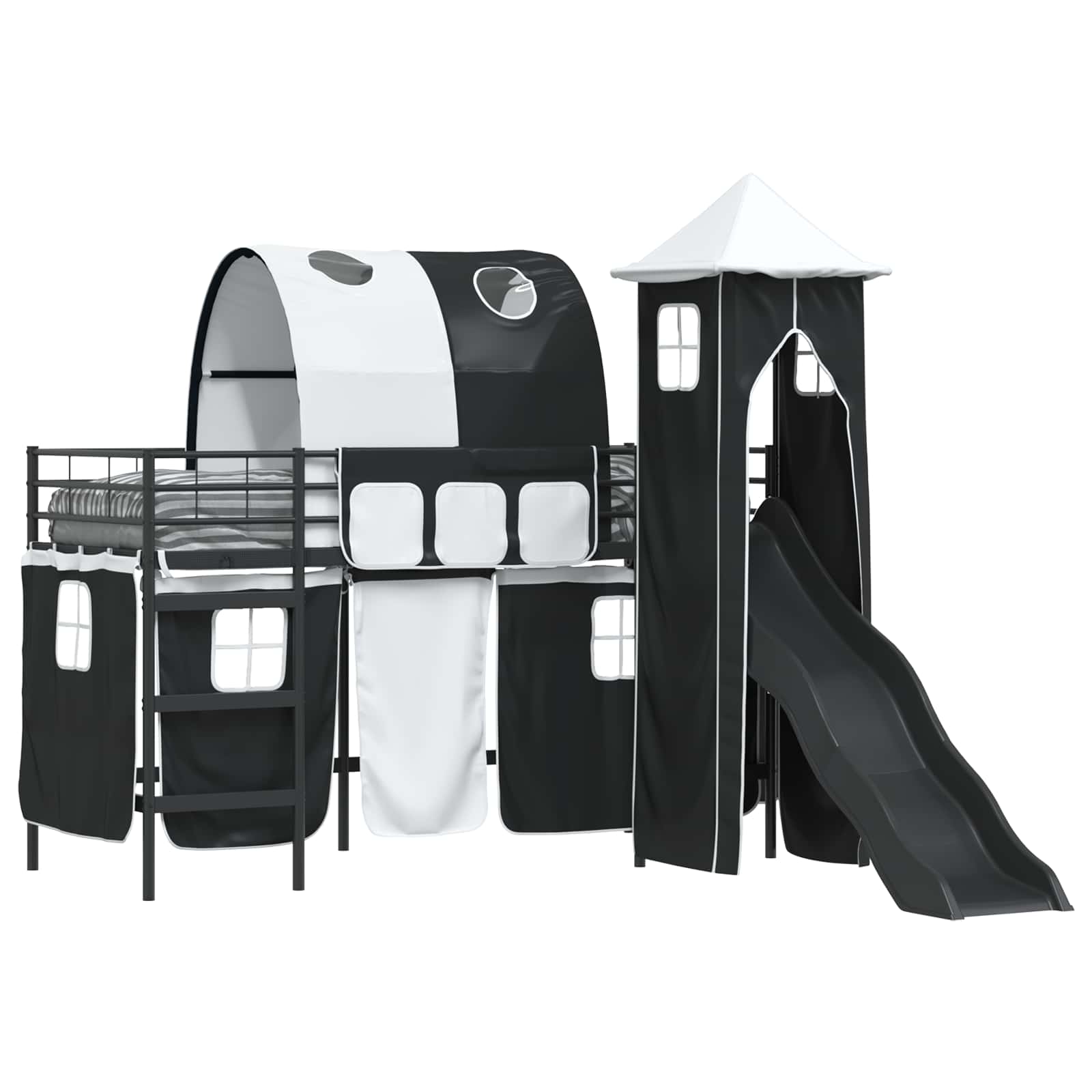 vidaXL Kids'Bunk Bed Frame Plain Black 90 x 190 cm Metal 2