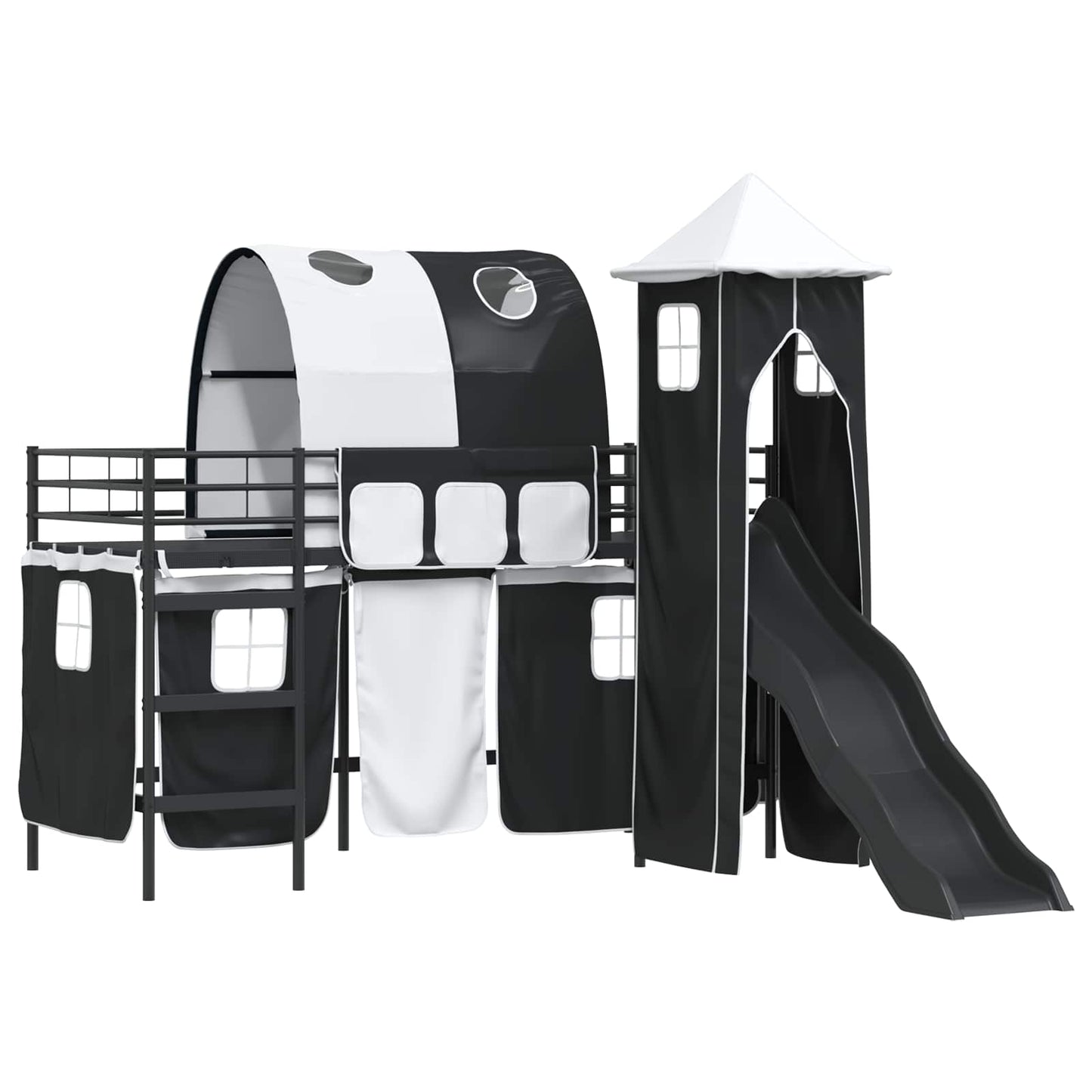vidaXL Kids'Bunk Bed Frame Plain Black 90 x 190 cm Metal 4