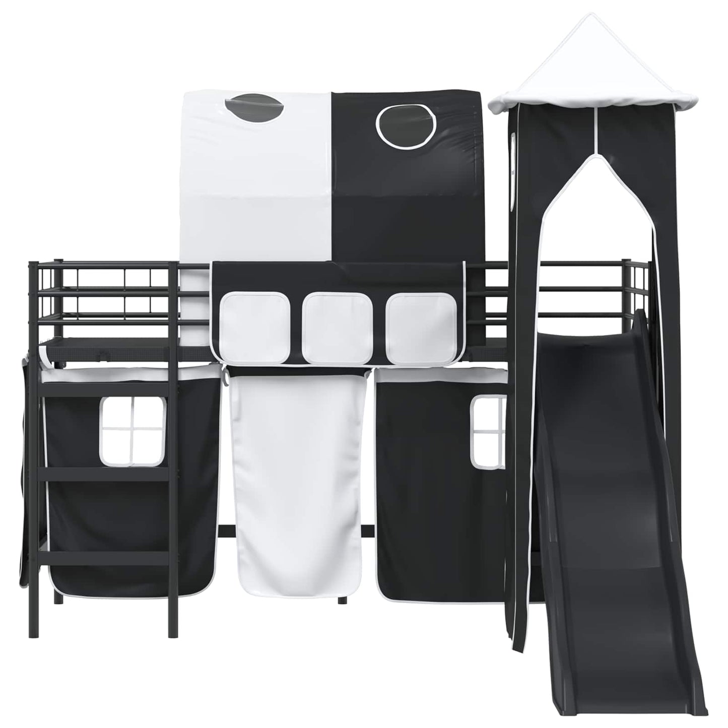 vidaXL Kids'Bunk Bed Frame Plain Black 90 x 190 cm Metal 6