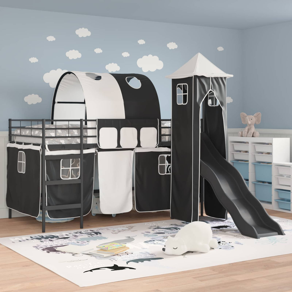vidaXL Kids'Bunk Bed Frame Black 90 x 200 cm Metal 3