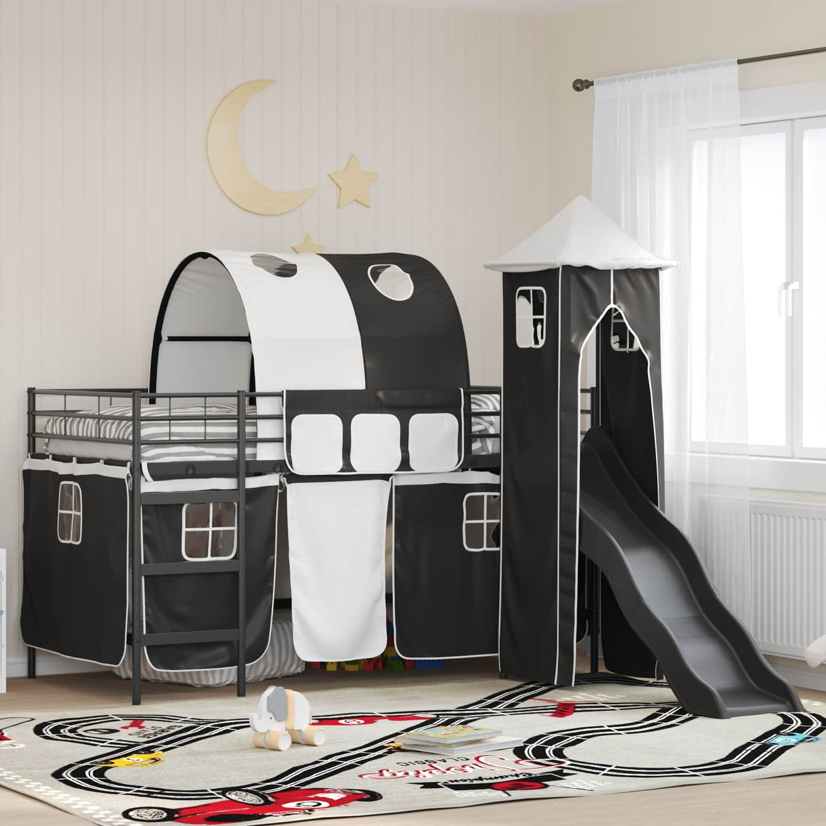 vidaXL Kids'Bunk Bed Frame Black 100 x 200 cm Metal 1