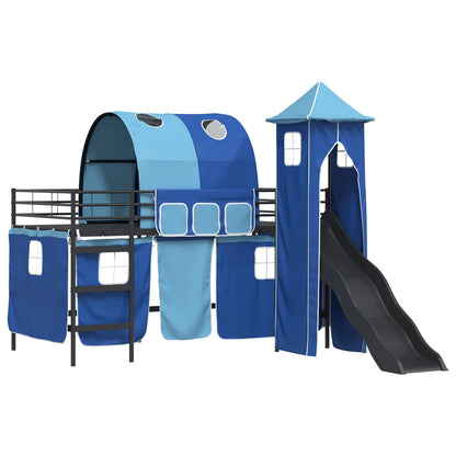 vidaXL Kids'Bunk Bed Frame Plain Black and Blue 80 x 200 cm Metal 4